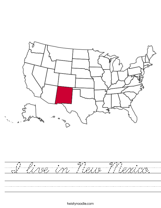I live in New Mexico. Worksheet