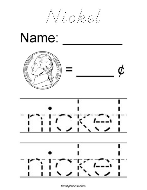 Download Nickel Coloring Page - D'Nealian - Twisty Noodle