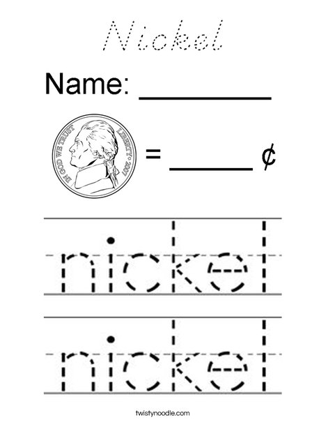 Download Nickel Coloring Page - D'Nealian - Twisty Noodle