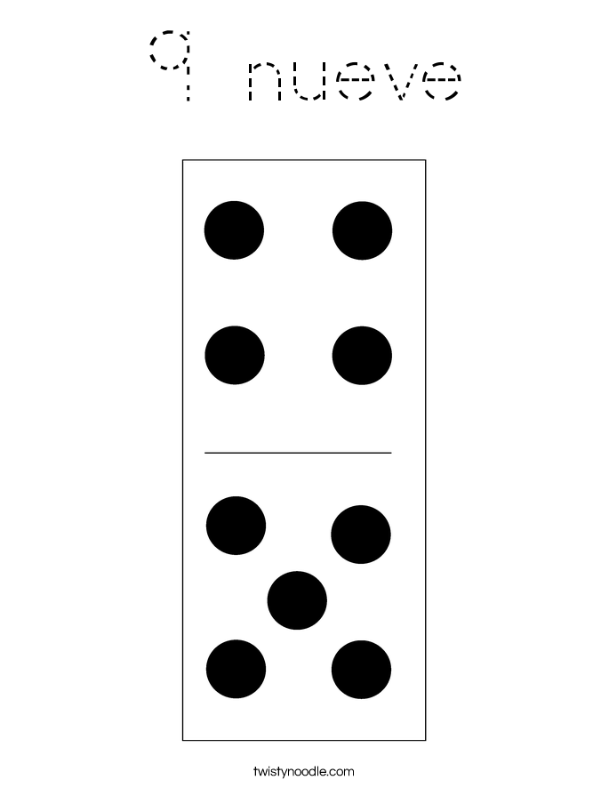 9 nueve Coloring Page