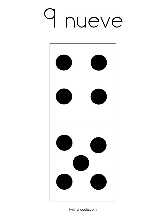 9 nueve Coloring Page