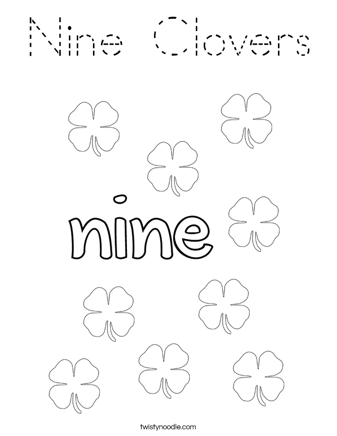 Nine Clovers Coloring Page