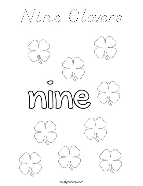 Nine Clovers Coloring Page