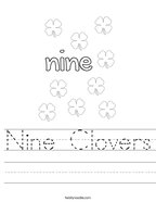 Nine Clovers Handwriting Sheet