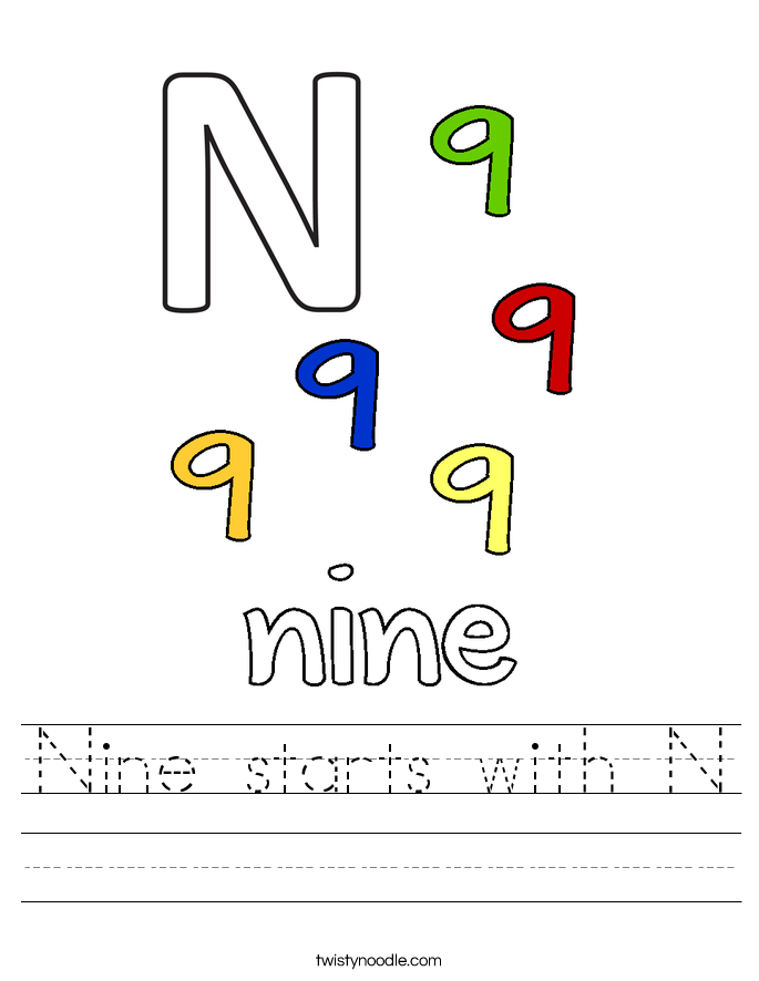 Nine starts with N Worksheet