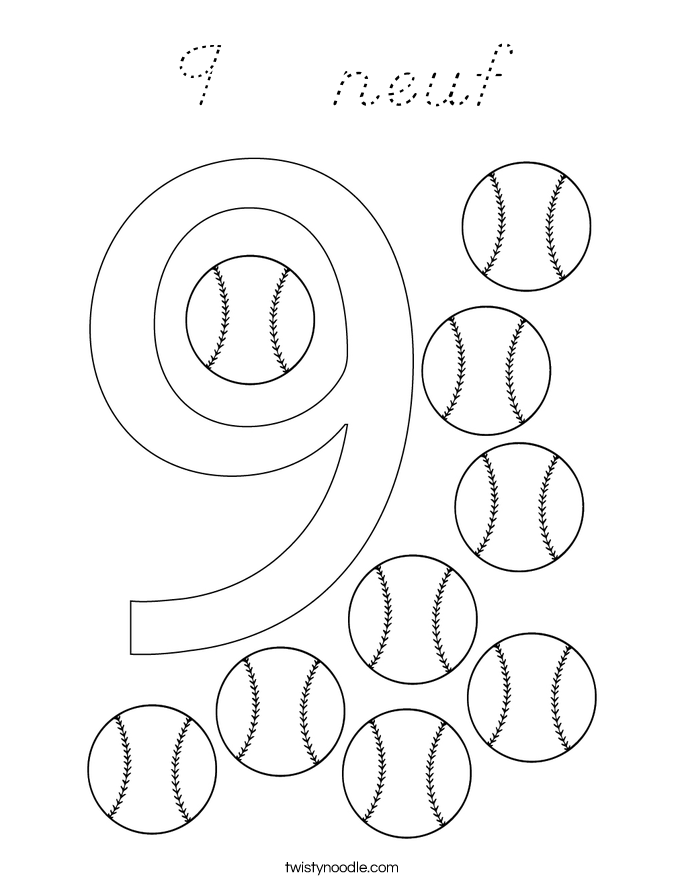 9   neuf Coloring Page