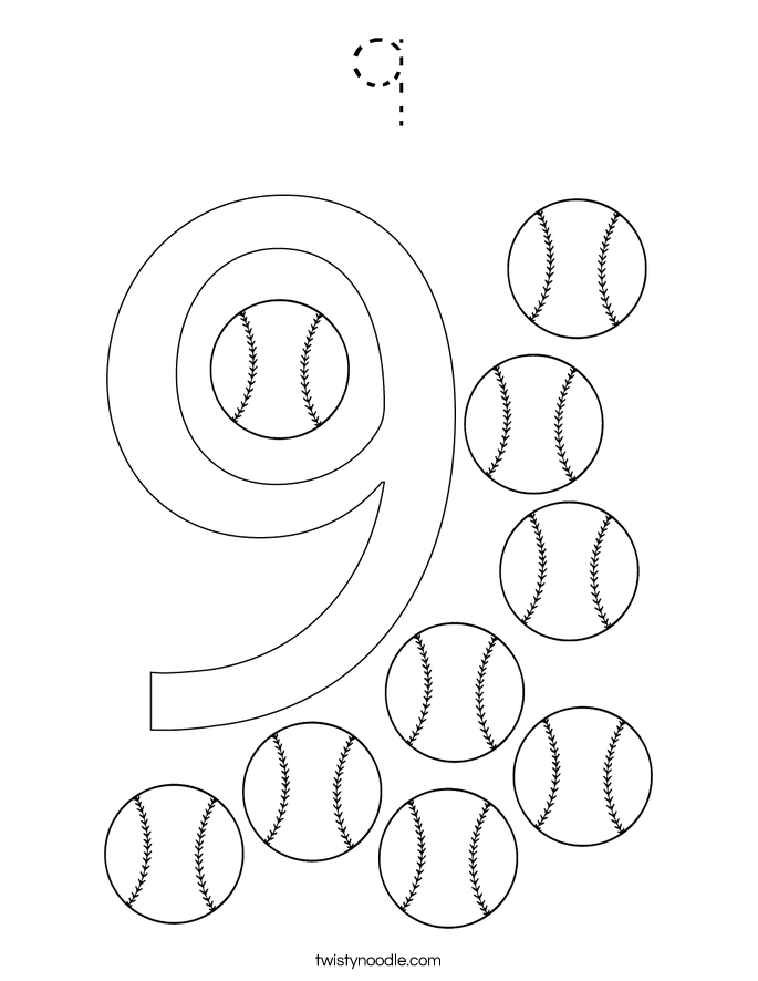 9 Coloring Page