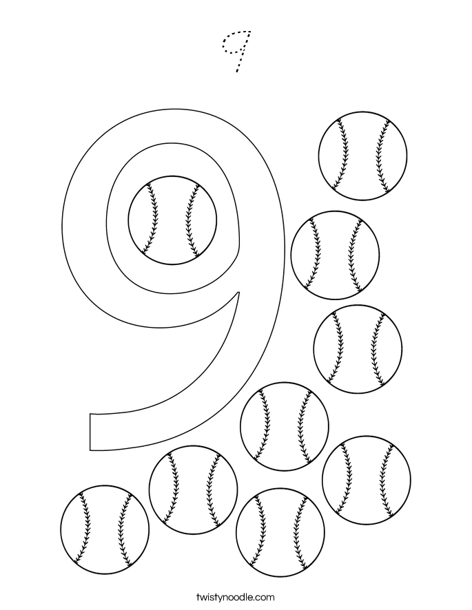9 Coloring Page