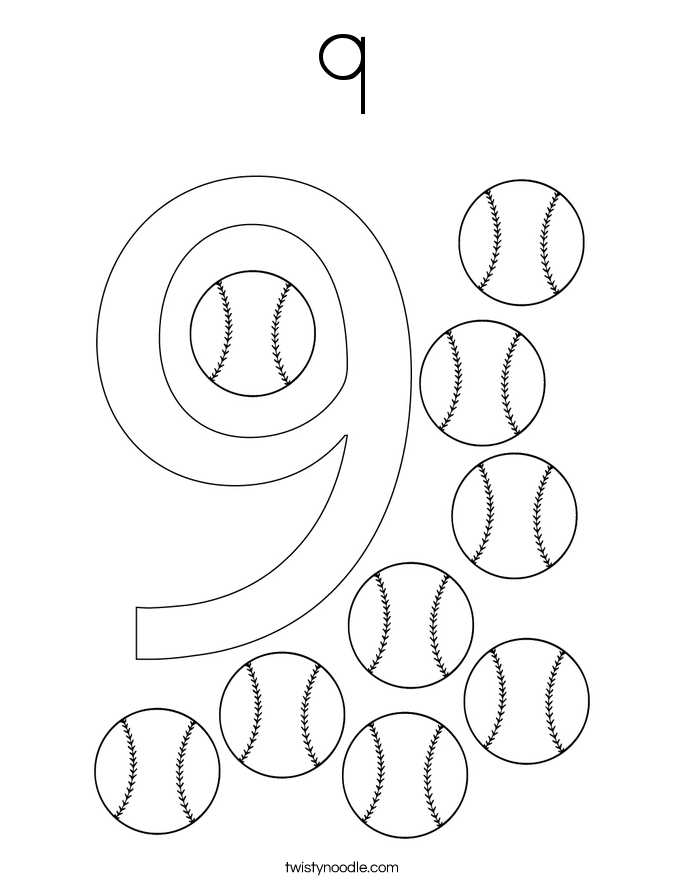 9 Coloring Page