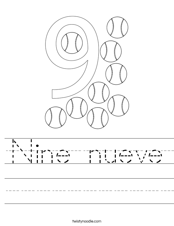 Nine nueve Worksheet