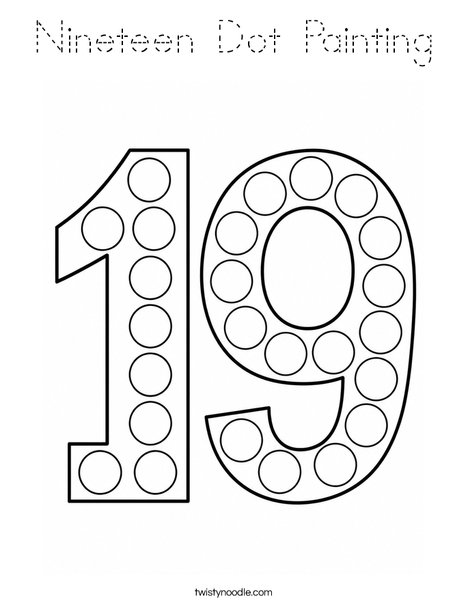 Nineteen Dot Painting Coloring Page