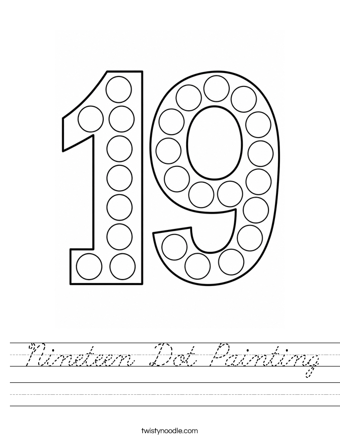 Nineteen Dot Painting Worksheet