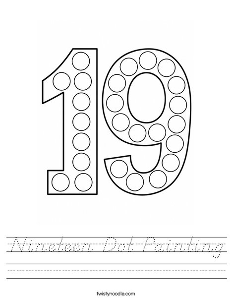 Nineteen Dot Painting Worksheet