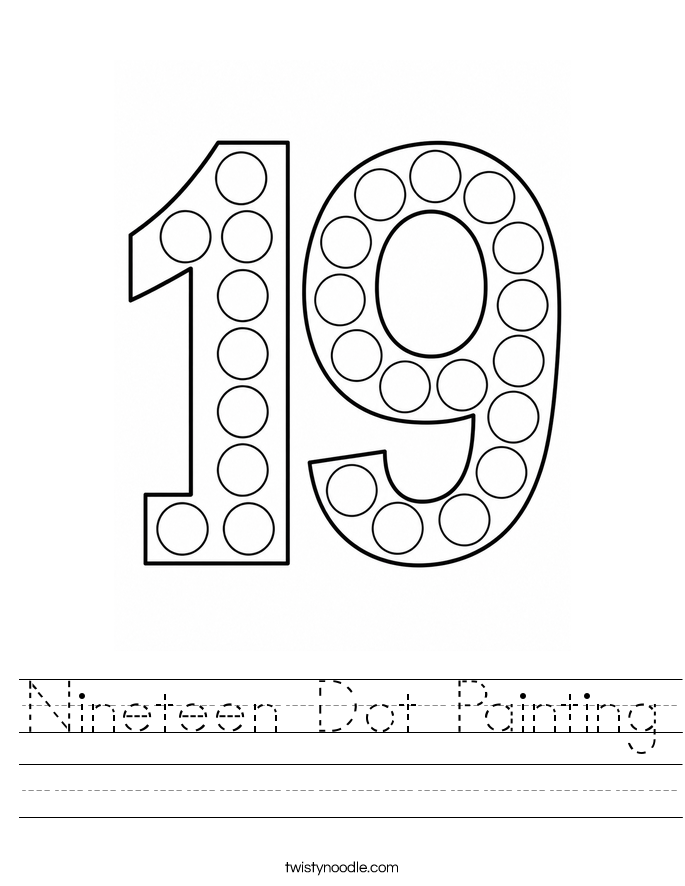 Nineteen Dot Painting Worksheet