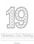 Nineteen Dot Painting Worksheet