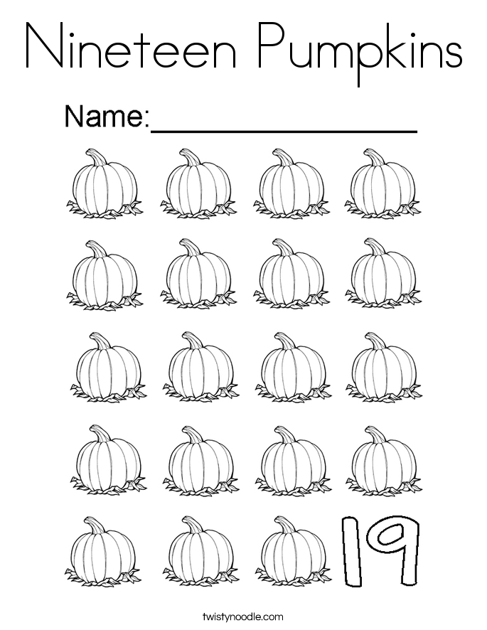 Nineteen Pumpkins Coloring Page