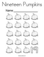 Nineteen Pumpkins Coloring Page