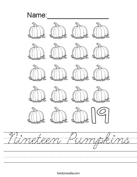 Nineteen Pumpkins Worksheet