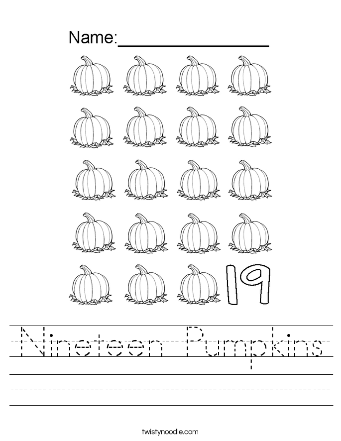 Nineteen Pumpkins Worksheet