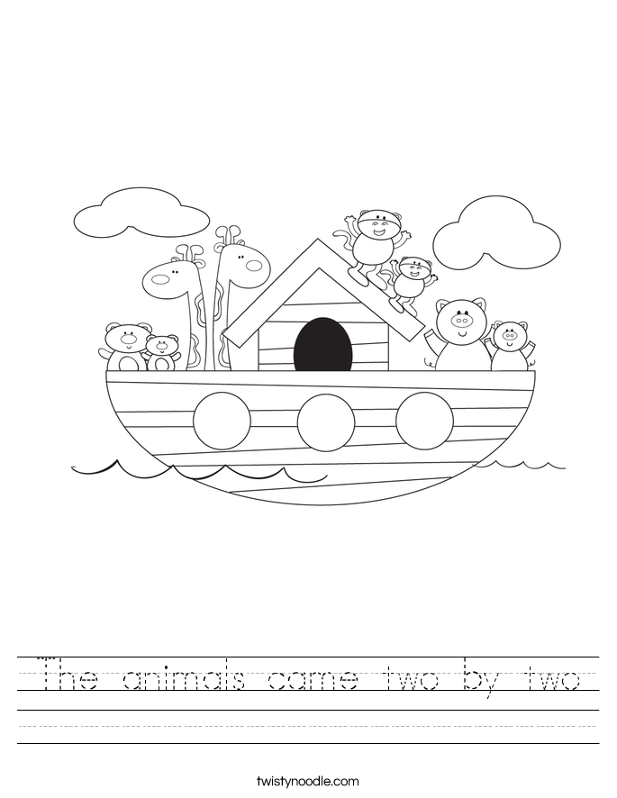 The animals came two by two Worksheet