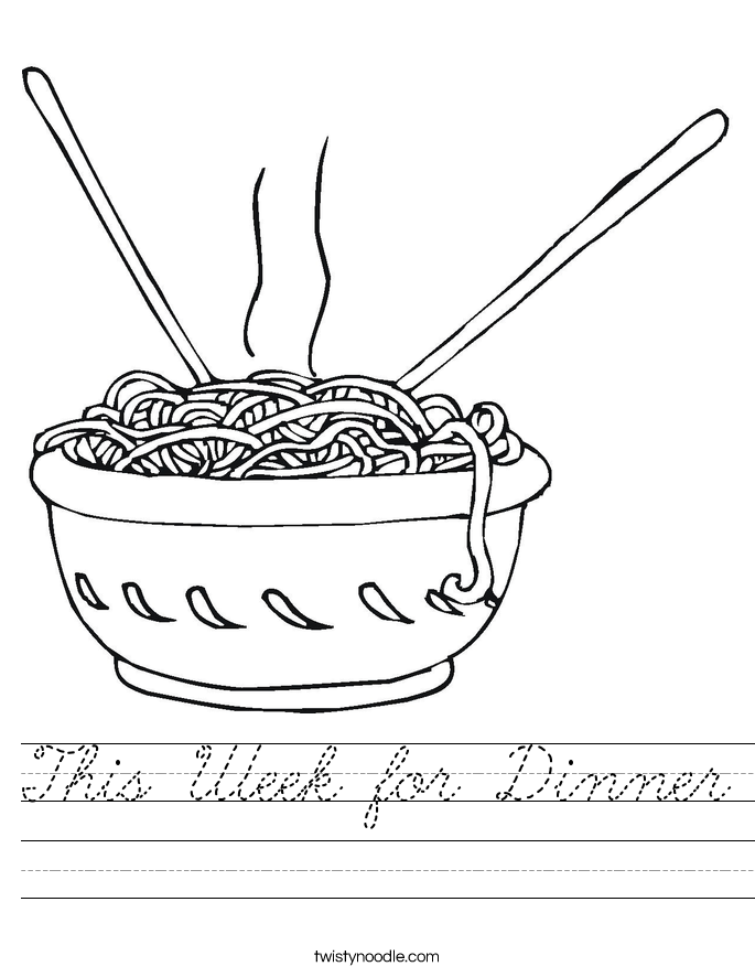 This Week for Dinner Worksheet