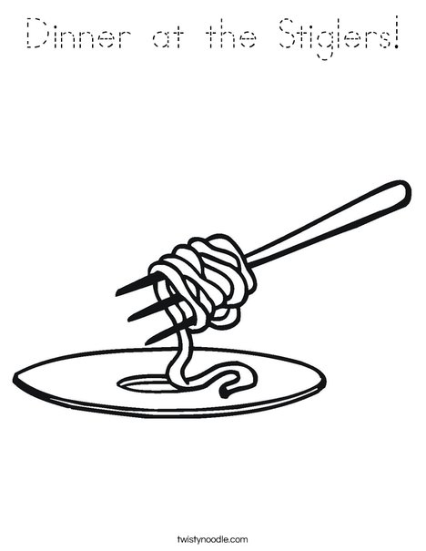 Noodles on a Fork Coloring Page