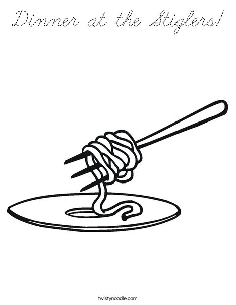 Noodles on a Fork Coloring Page