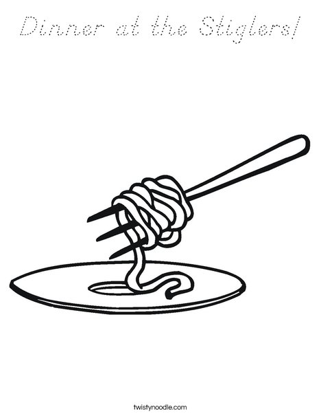 Noodles on a Fork Coloring Page