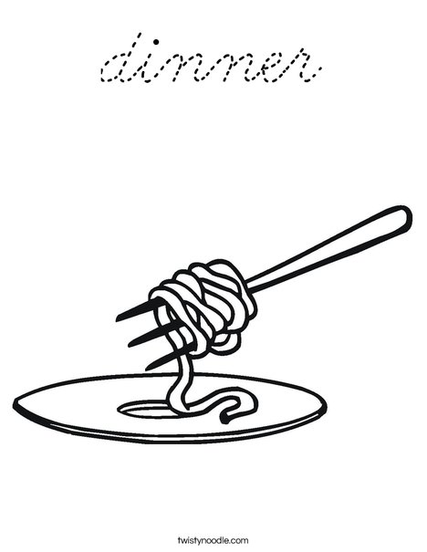 Noodles on a Fork Coloring Page