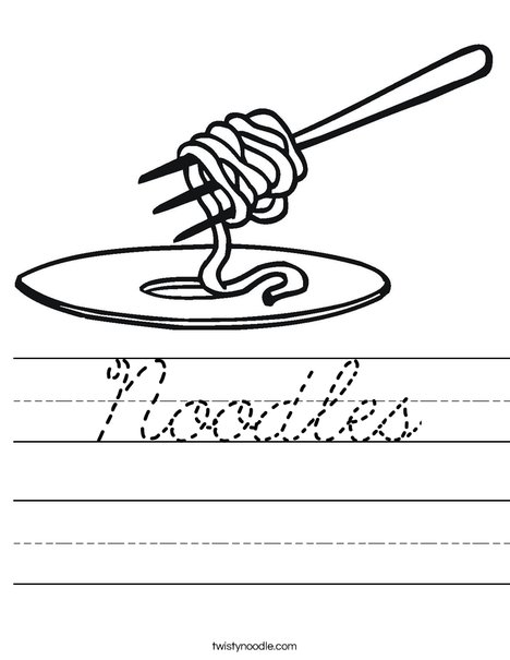 Noodles on a Fork Worksheet