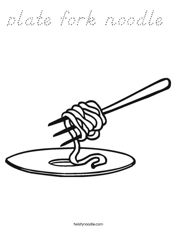 plate fork noodle Coloring Page
