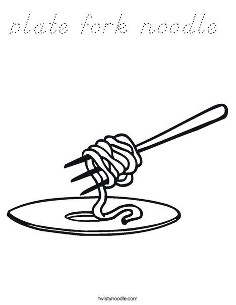 Noodles on a Fork Coloring Page
