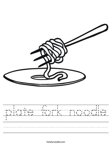 Plate Fork Noodle Worksheet - Twisty Noodle