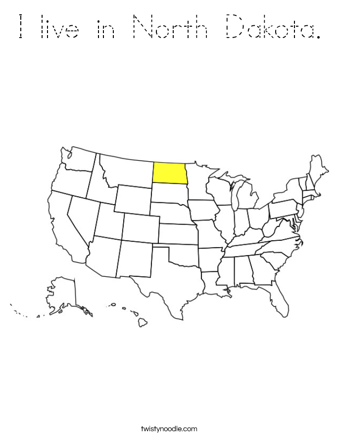 I live in North Dakota. Coloring Page