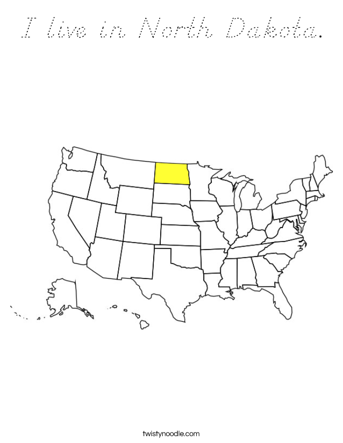 I live in North Dakota. Coloring Page
