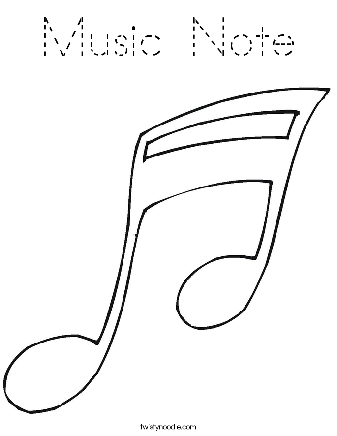 Music Note Coloring Page - Tracing - Twisty Noodle