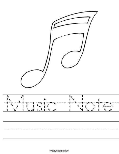 Music Note Worksheet - Twisty Noodle