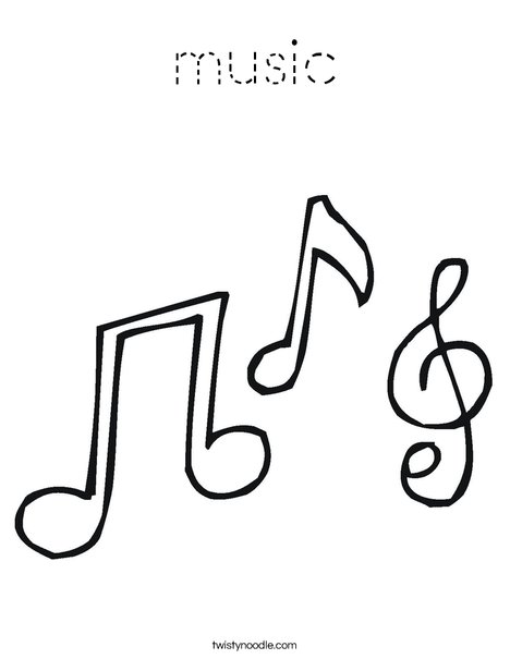 Notes and a Treble Clef Coloring Page