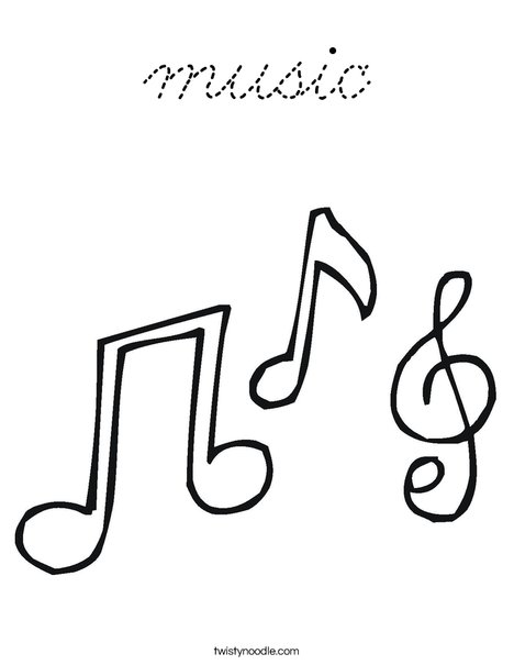 Notes and a Treble Clef Coloring Page