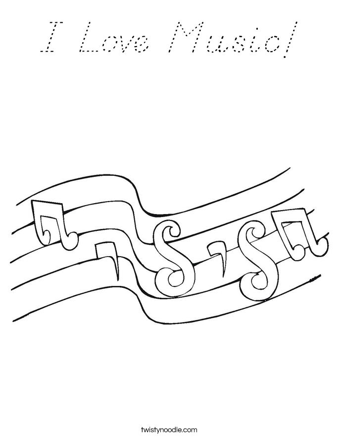 I Love Music! Coloring Page