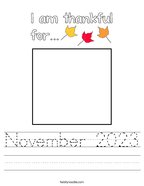 November 2023 Handwriting Sheet