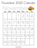 November 2022 Calendar Coloring Page