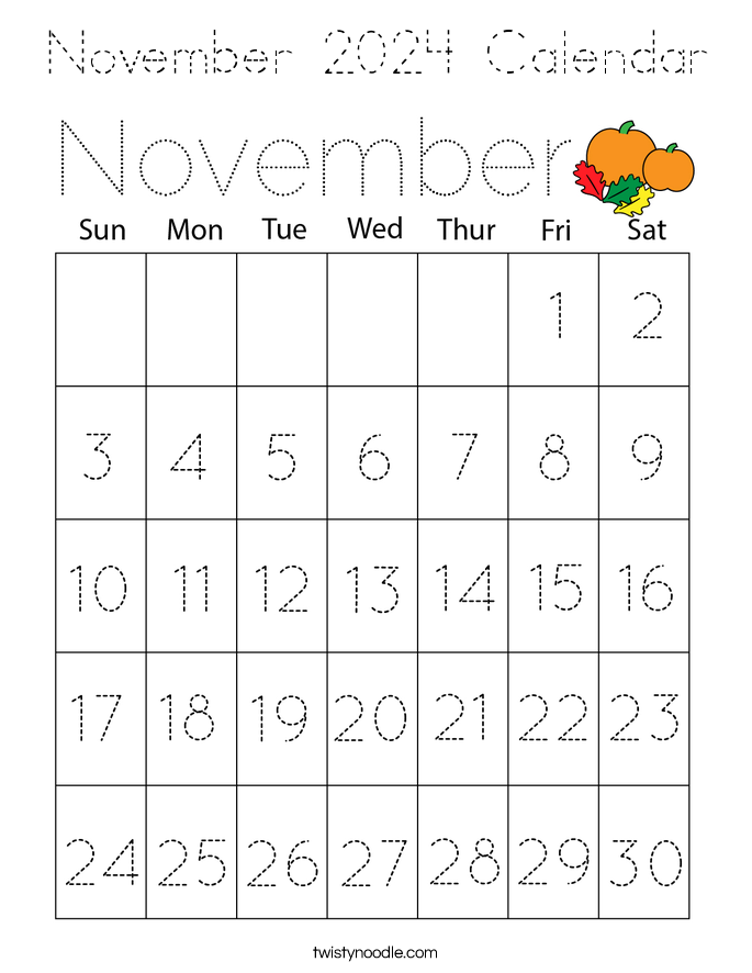 November 2024 Calendar Coloring Page