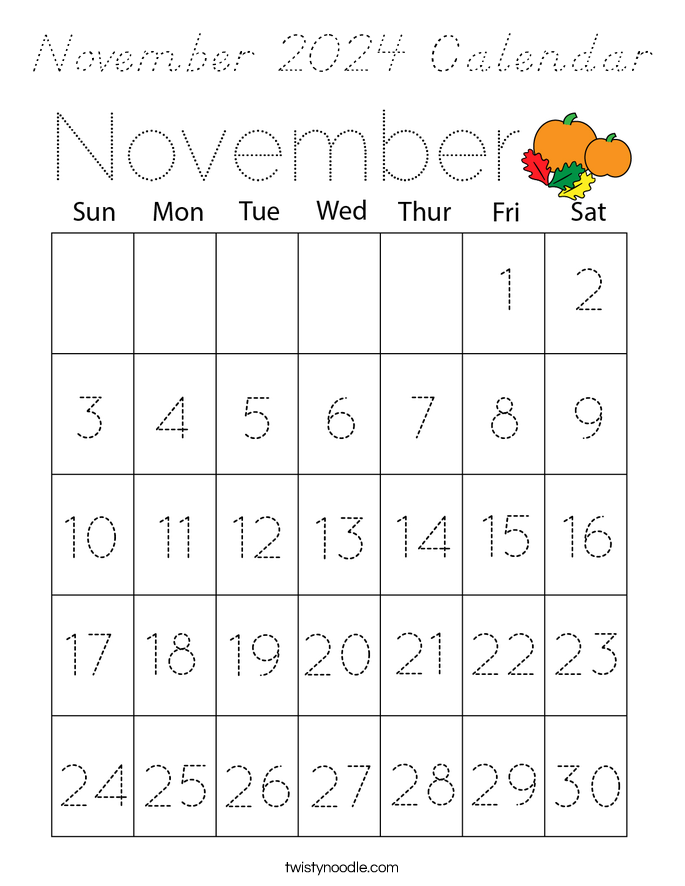 November 2024 Calendar Coloring Page