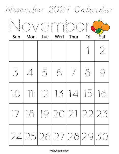 November 2024 Calendar Coloring Page