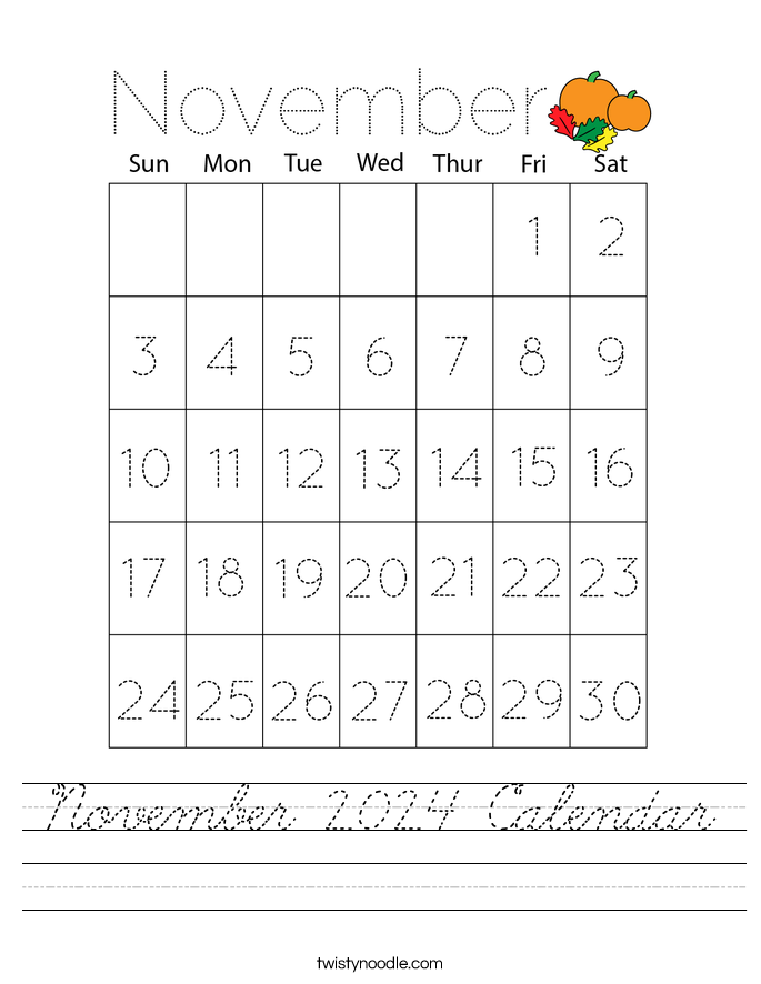 November 2024 Calendar Worksheet