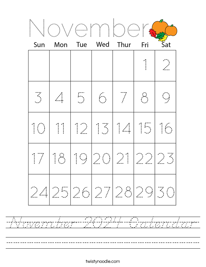 November 2024 Calendar Worksheet