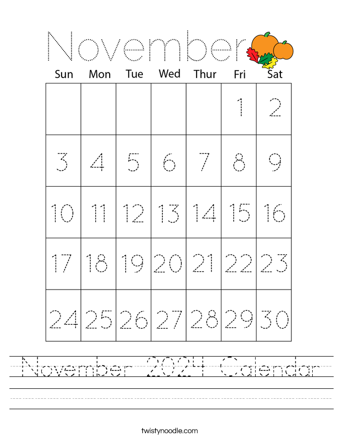 November 2024 Calendar Worksheet