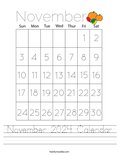 November 2024 Calendar Worksheet