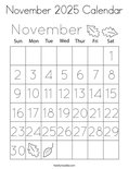 November 2025 Calendar Coloring Page